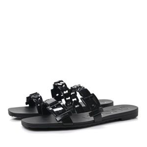 Gucci Black Braided Jelly Sandals 38